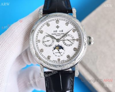 Swiss Patek Philippe Perpetual Calendar Tattoo watch White Moonphase 42mm